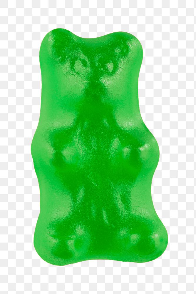 Green gummy bear png sticker, transparent background