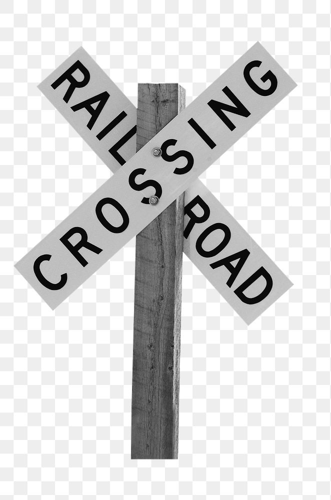 Railroad crossing sign png sticker, transparent background