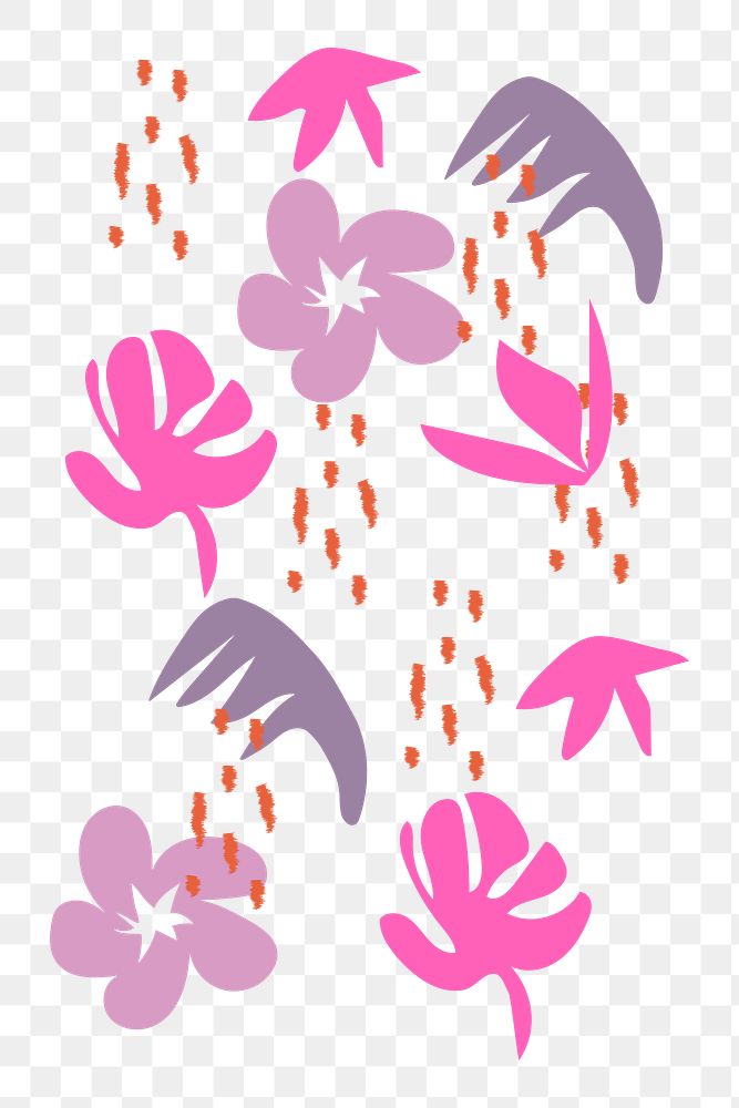 Pink flowers png sticker, aesthetic design, transparent background