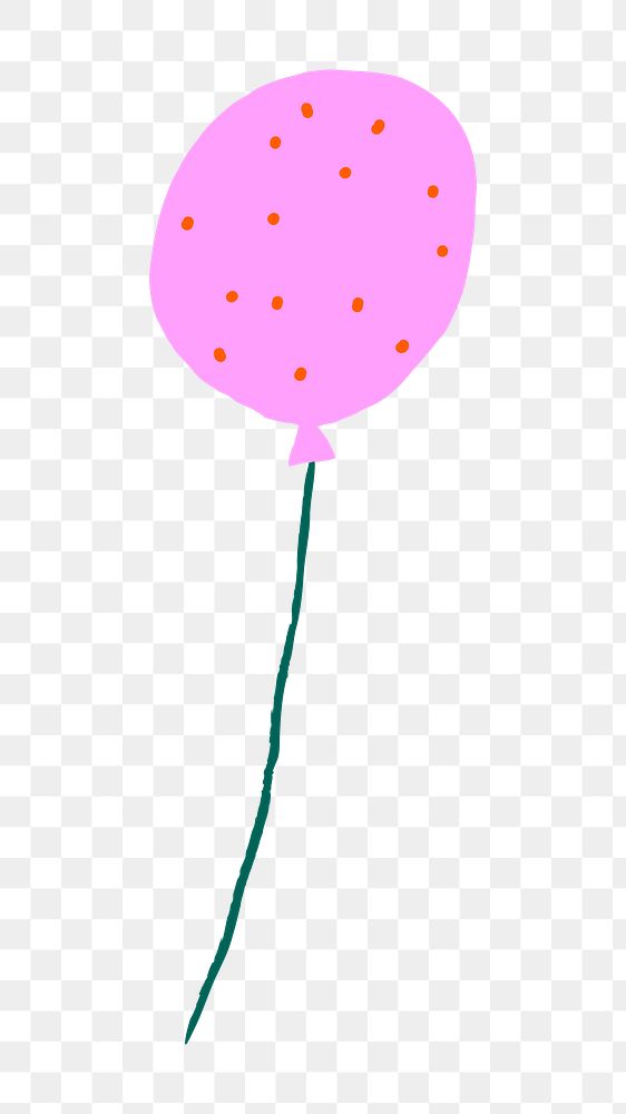 Pink balloon png birthday sticker, transparent background