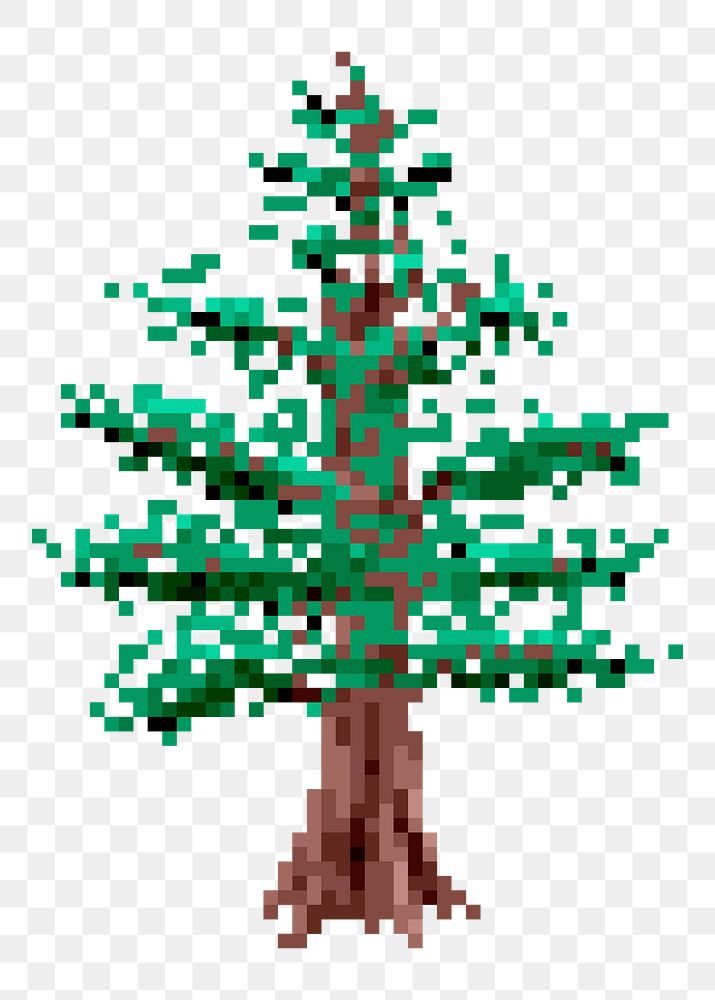 Pixel tree png illustration, transparent background. Free public domain CC0 image.