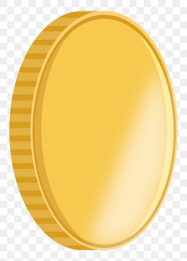 Golden coin png illustration, transparent background. Free public domain CC0 image.