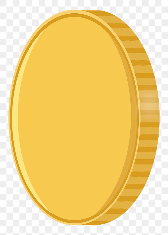 Golden coin png illustration, transparent background. Free public domain CC0 image.