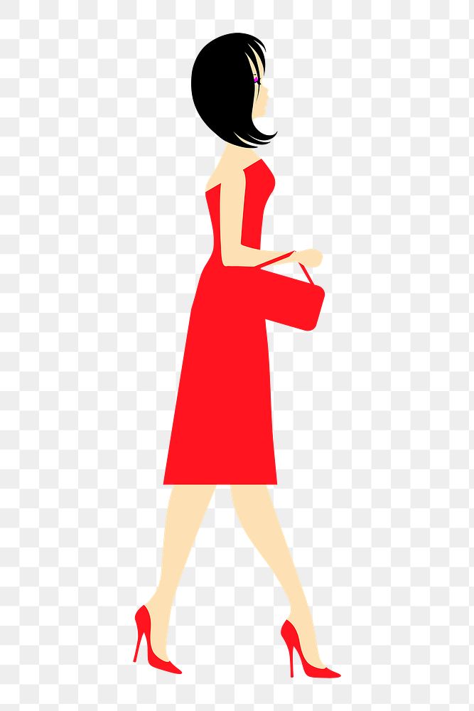 Women in red dress png illustration, transparent background. Free public domain CC0 image.