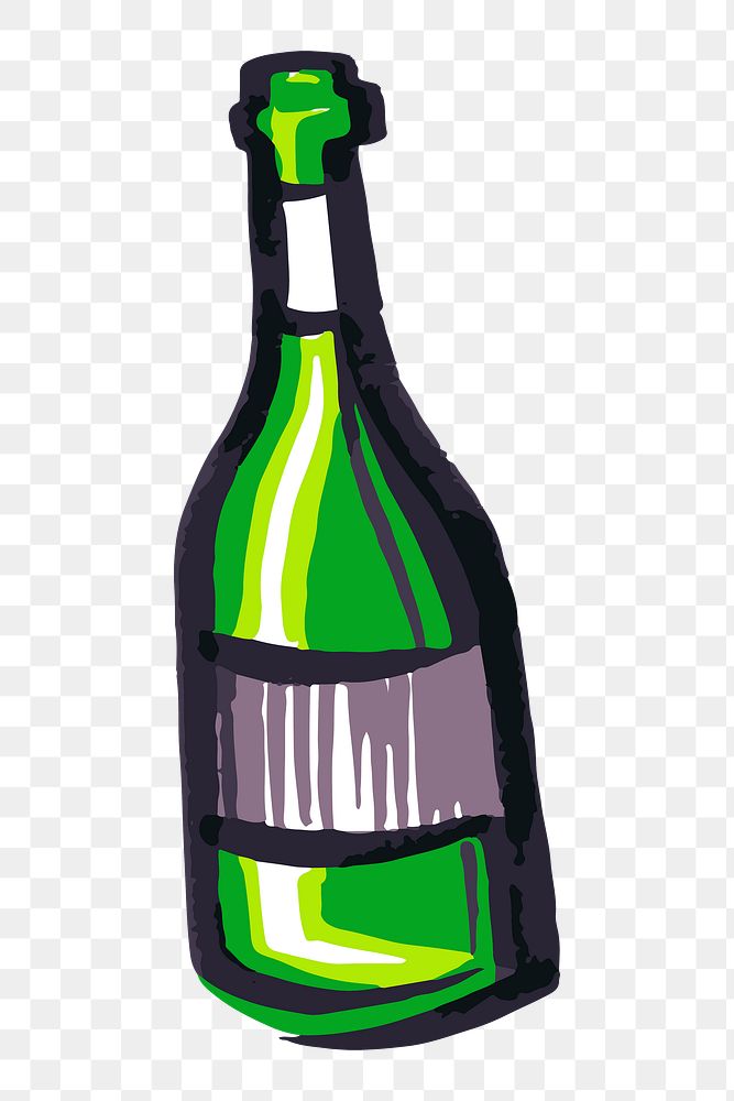 Wine bottle png illustration, transparent background. Free public domain CC0 image.