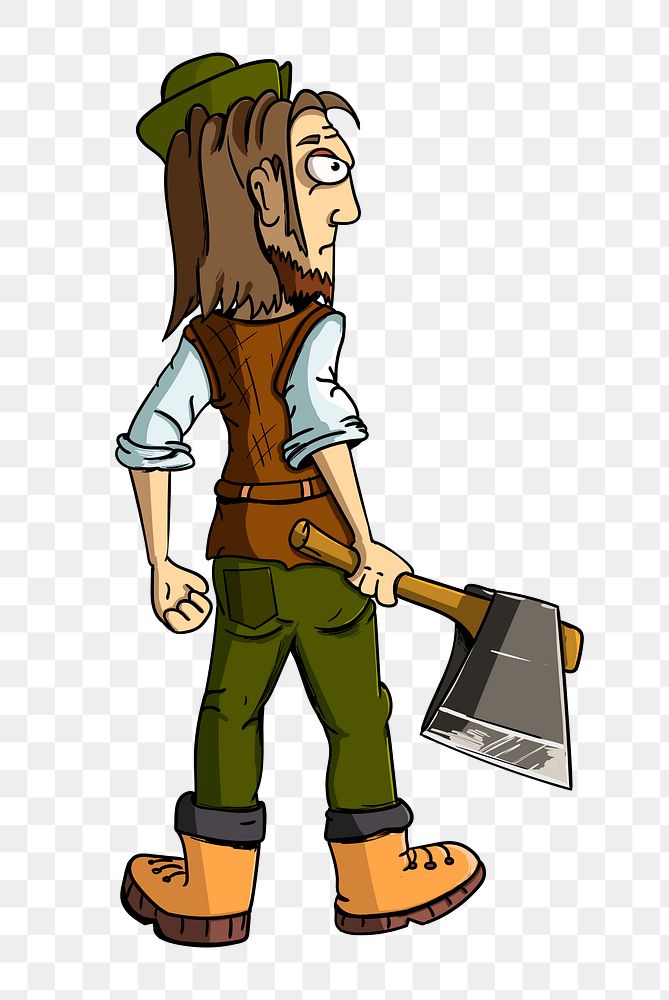 Man with axe png illustration, transparent background. Free public domain CC0 image.