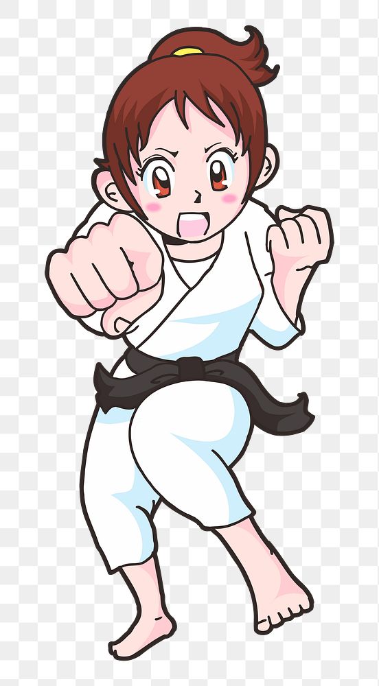 Karate girl png illustration, transparent background. Free public domain CC0 image.