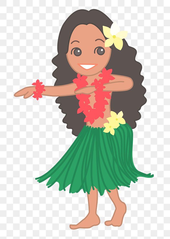 Hawaii girl png illustration, transparent background. Free public domain CC0 image.