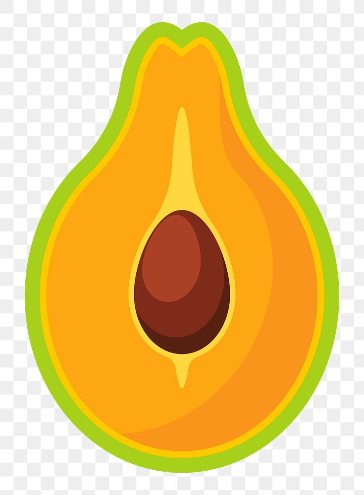 Half avocado png illustration, transparent background. Free public domain CC0 image.