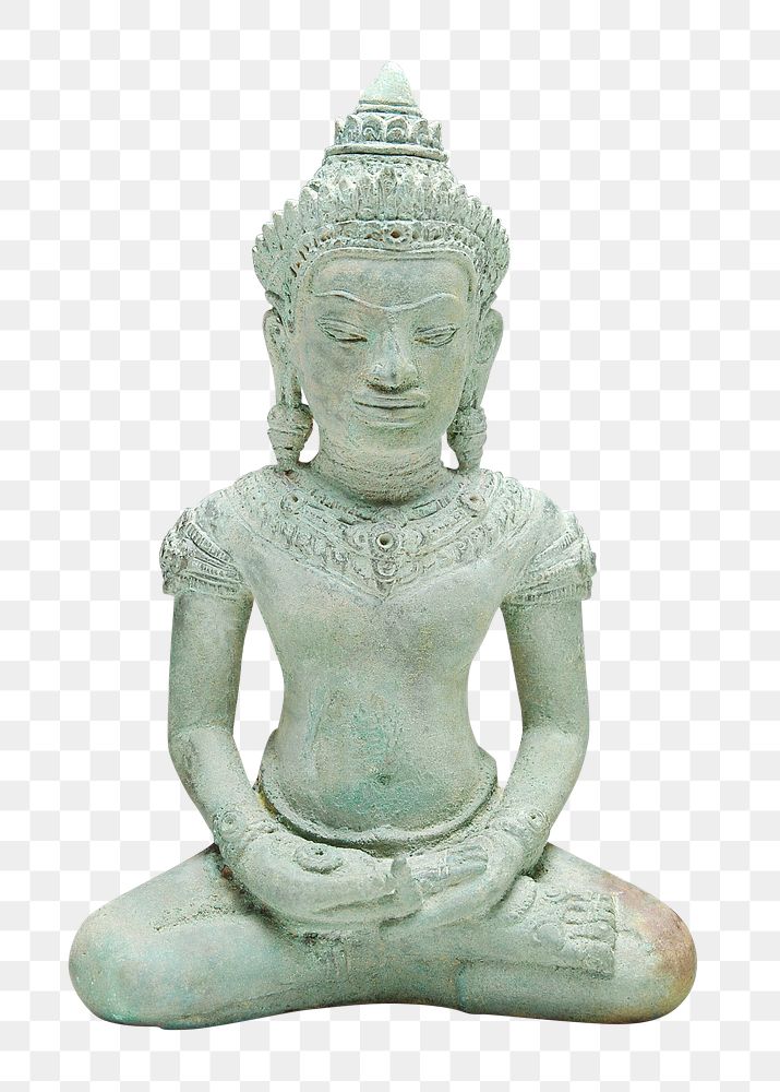 Seated Buddha png sculpture sticker, transparent background