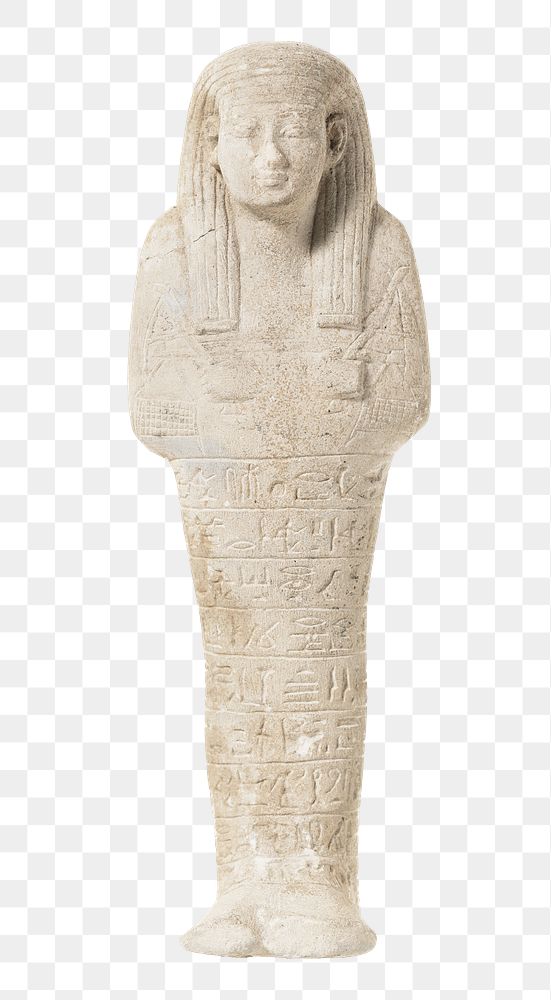 Egyptian sculpture png Ushabti funerary figurine sticker, transparent background
