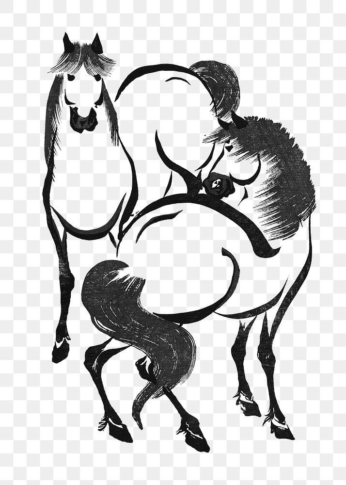 Japanese horses png sticker, transparent background. Remastered by rawpixel. 