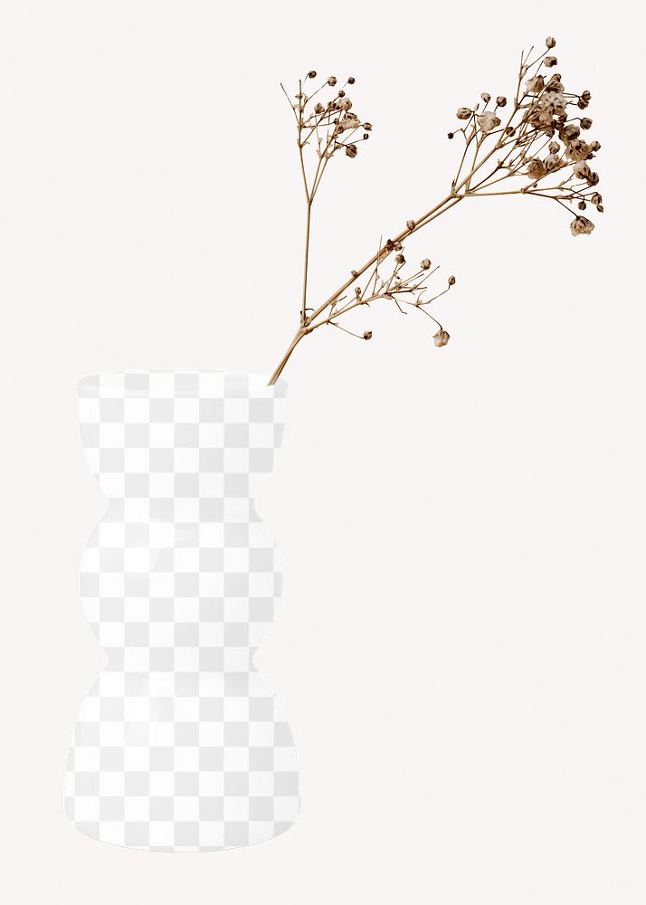 Png flower vase mockup, transparent design