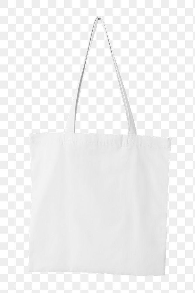 PNG white tote bag mockup sticker, transparent background