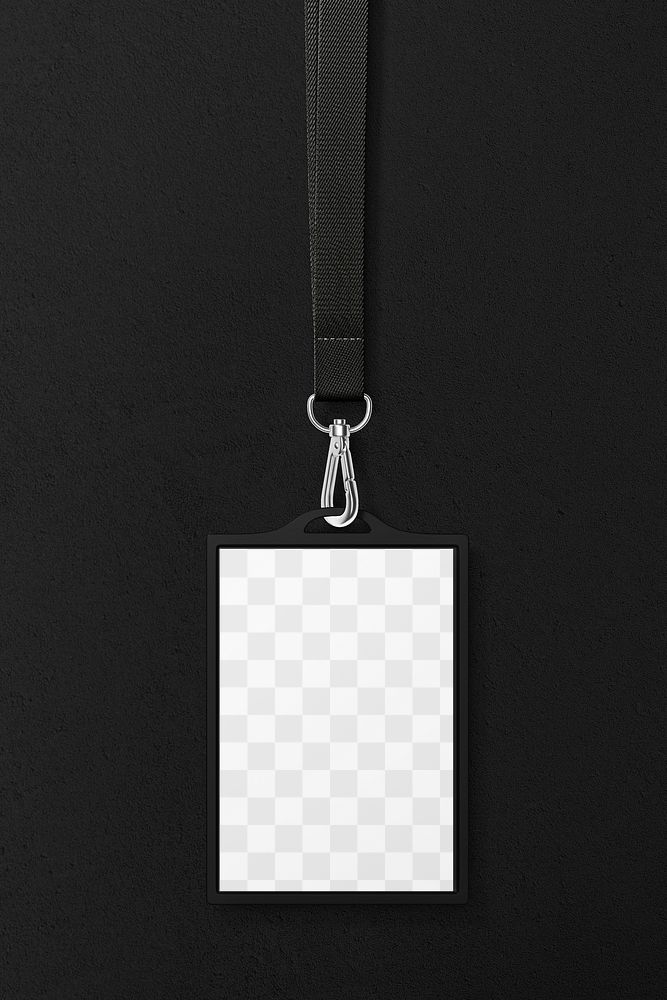 ID card holder png mockup, black transparent design