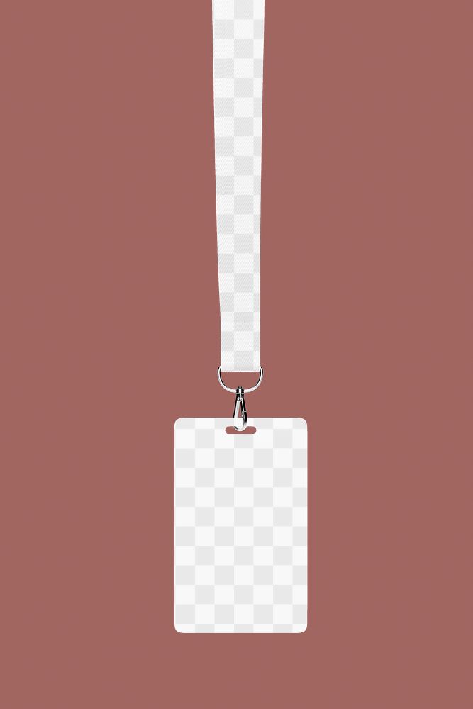 Lanyard card png mockup, 3D brown transparent design