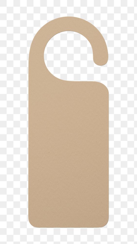 Door tag png sticker, beige design, transparent background