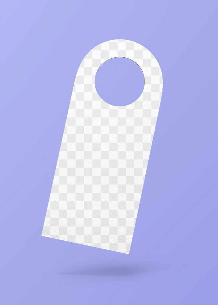 Door tag png mockup, purple transparent design