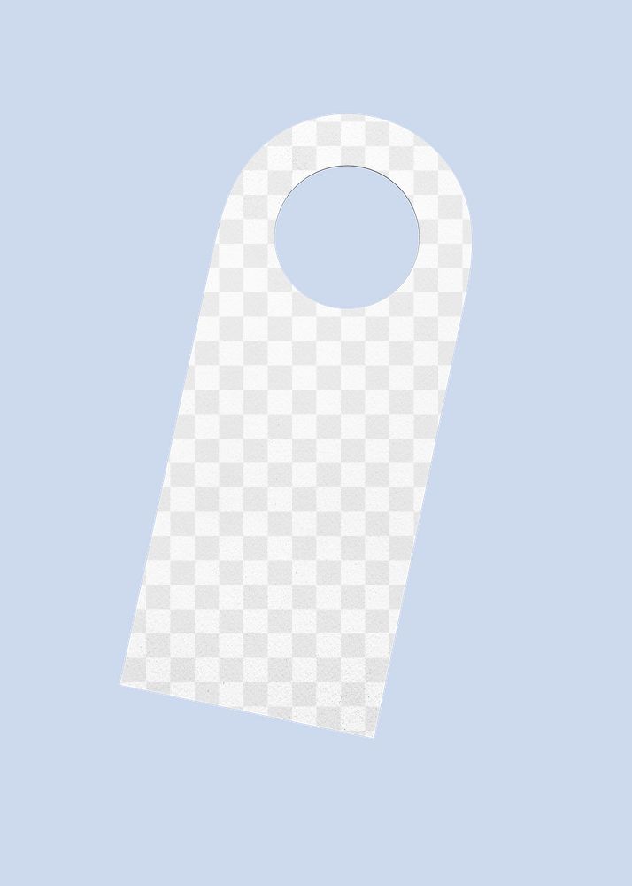 Door tag png mockup, blue transparent design