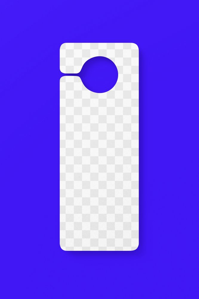 Door tag png mockup, blue transparent design