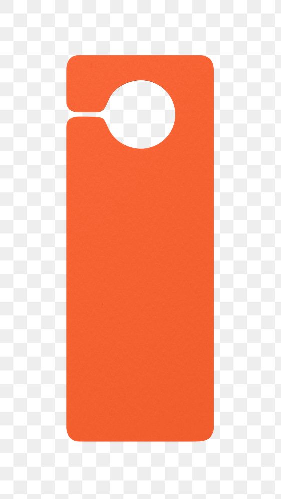 Door hanger png sticker, orange design, transparent background