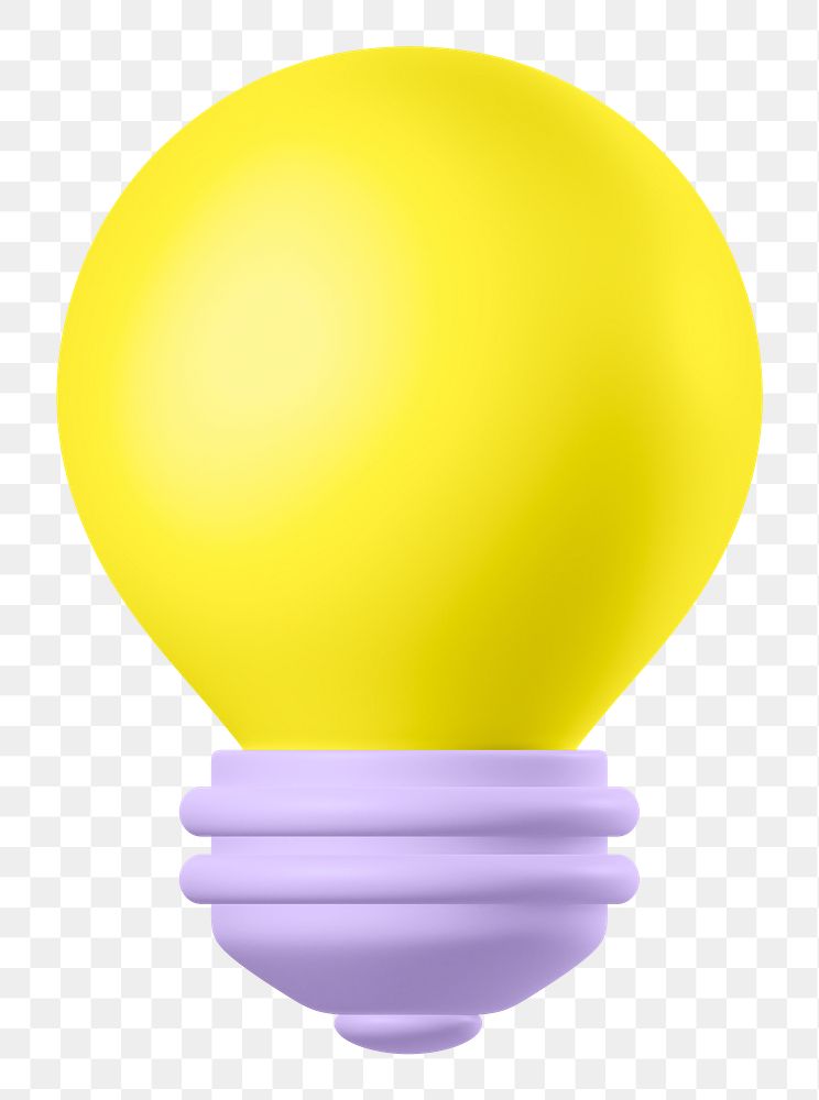 Light bulb png sticker, 3D rendering, transparent background