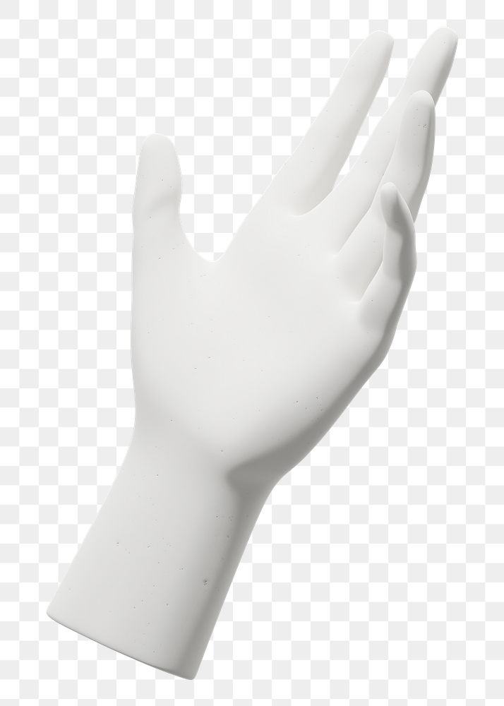 Png white hand sticker, 3D rendering, transparent background