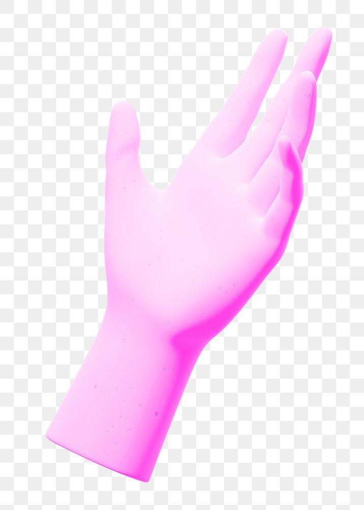 Png pink hand sticker, 3D rendering, transparent background