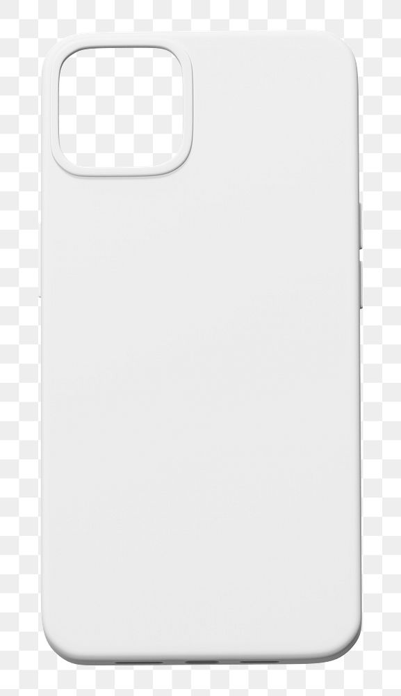 Png white phone case sticker, 3D rendering, transparent background