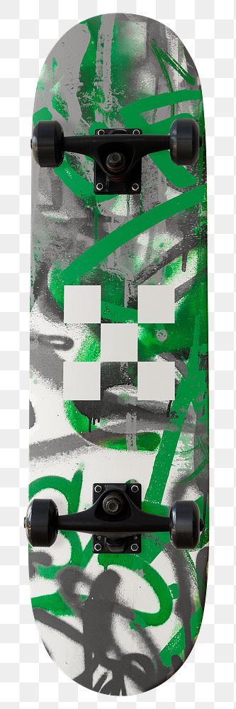 Green skateboard png sticker, transparent background