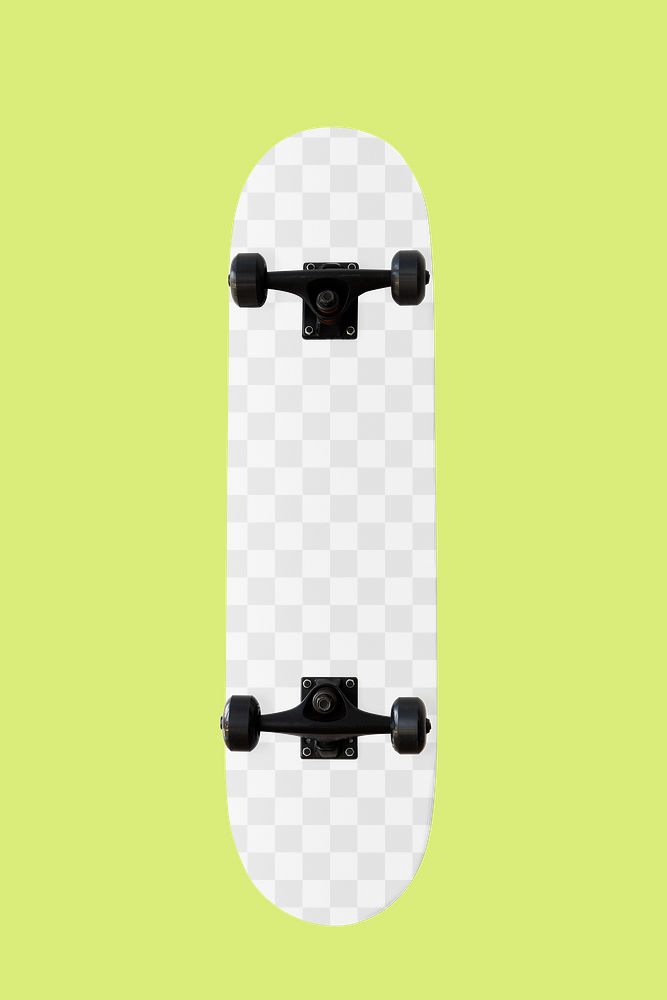 Skateboard png mockup, sport equipment, transparent design