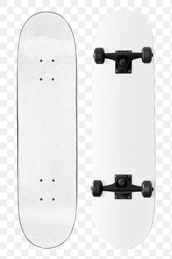 White skateboard png sport sticker, transparent background