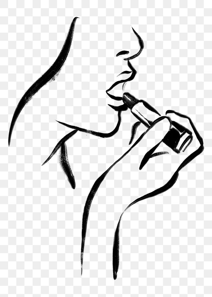 Woman lipstick png sticker, drawing illustration, transparent background