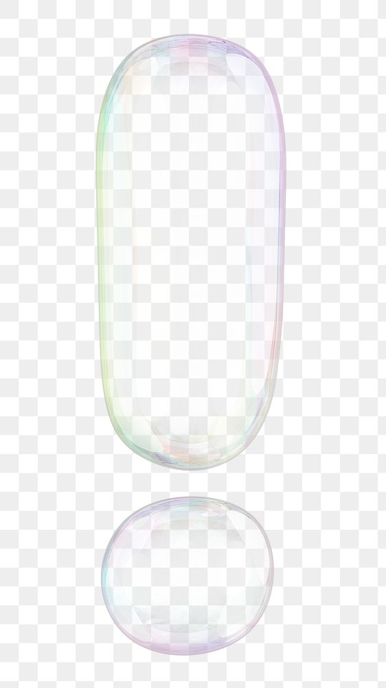 Exclamation mark symbol png sticker, 3D transparent holographic bubble