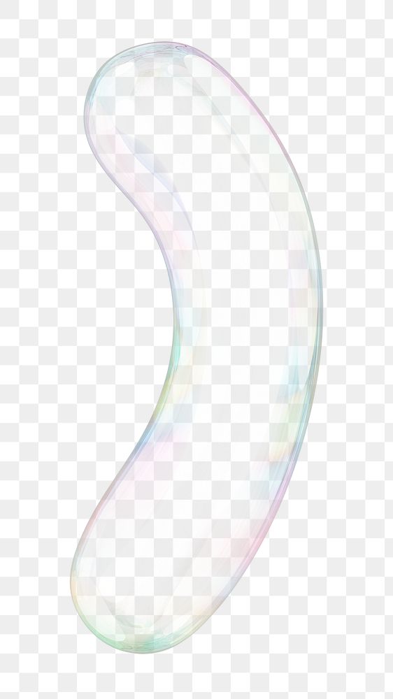 Parentheses bracket symbol png sticker, 3D transparent holographic bubble