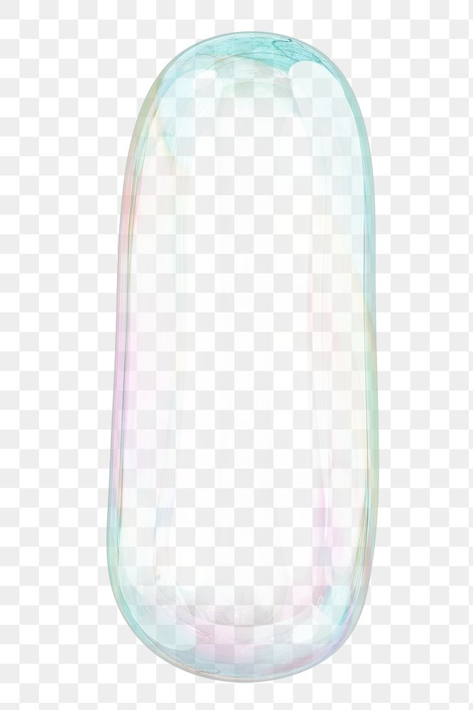 I png letter sticker, 3D transparent holographic bubble