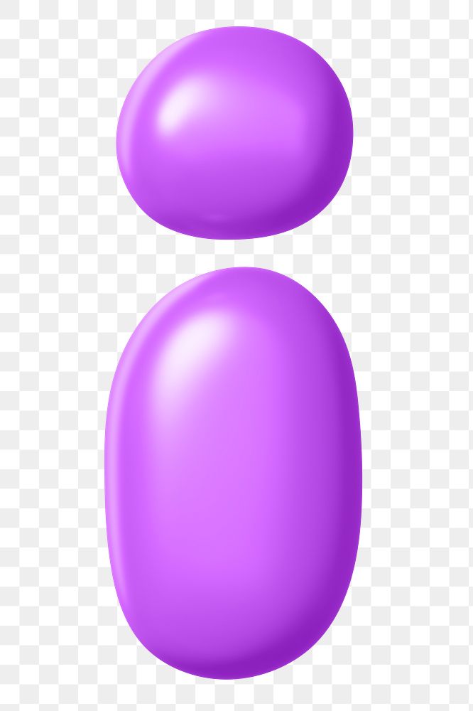 3D i png sticker, purple balloon English alphabet, transparent background