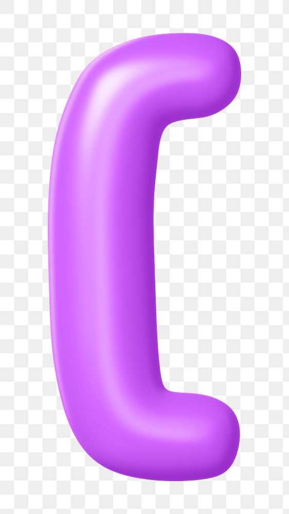 3D Square bracket png symbol sticker, purple balloon texture, transparent background