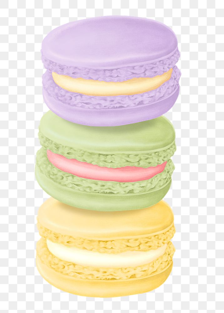 Colorful macaroons png sticker, transparent background