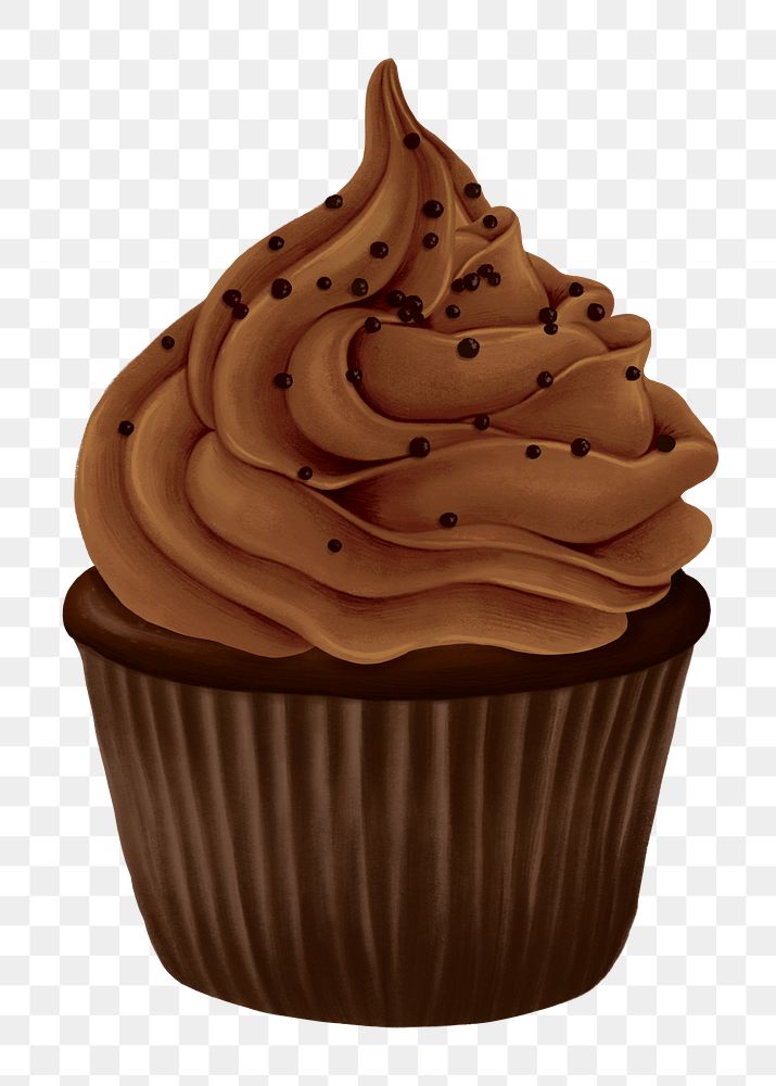 Chocolate cupcake png dessert sticker, transparent background