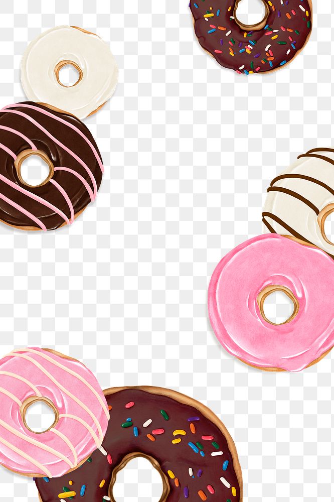 Cute donuts png frame, transparent background