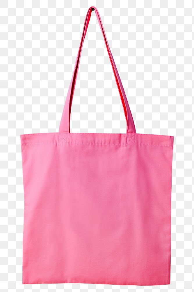 Png pink tote bag isolated sticker, transparent background