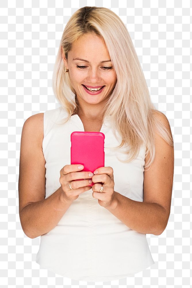 Woman messaging png sticker, transparent background