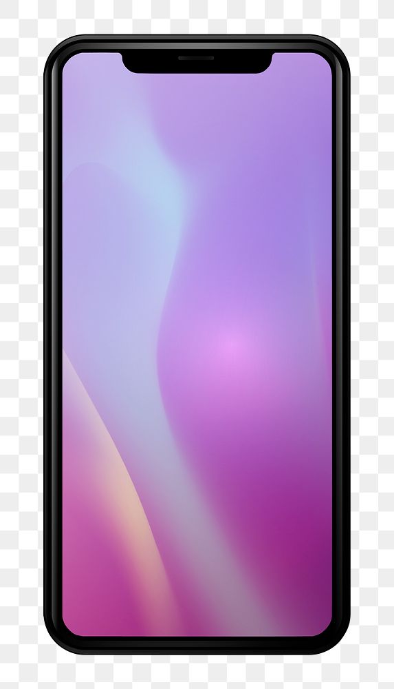 Png purple smartphone screen sticker, transparent background