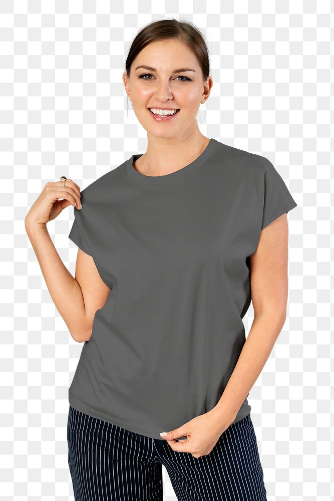 Black t-shirt png sticker, design space, transparent background