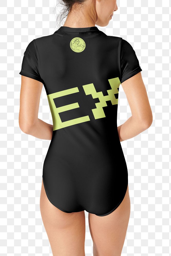 Black swimsuit png sticker, women's apparel, transparent background