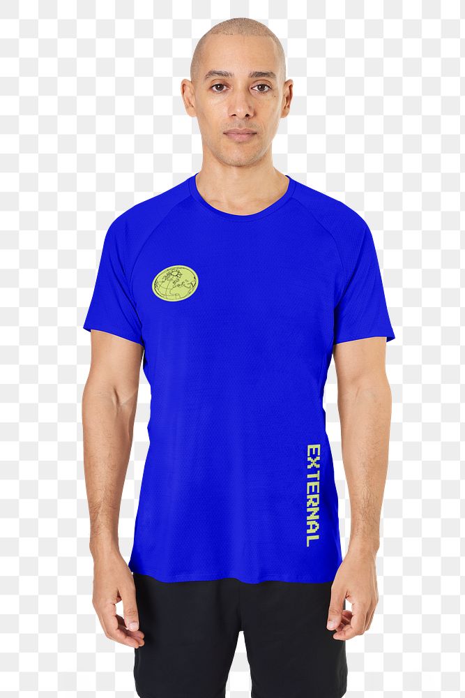 Blue t-shirt png sticker, design space, transparent background