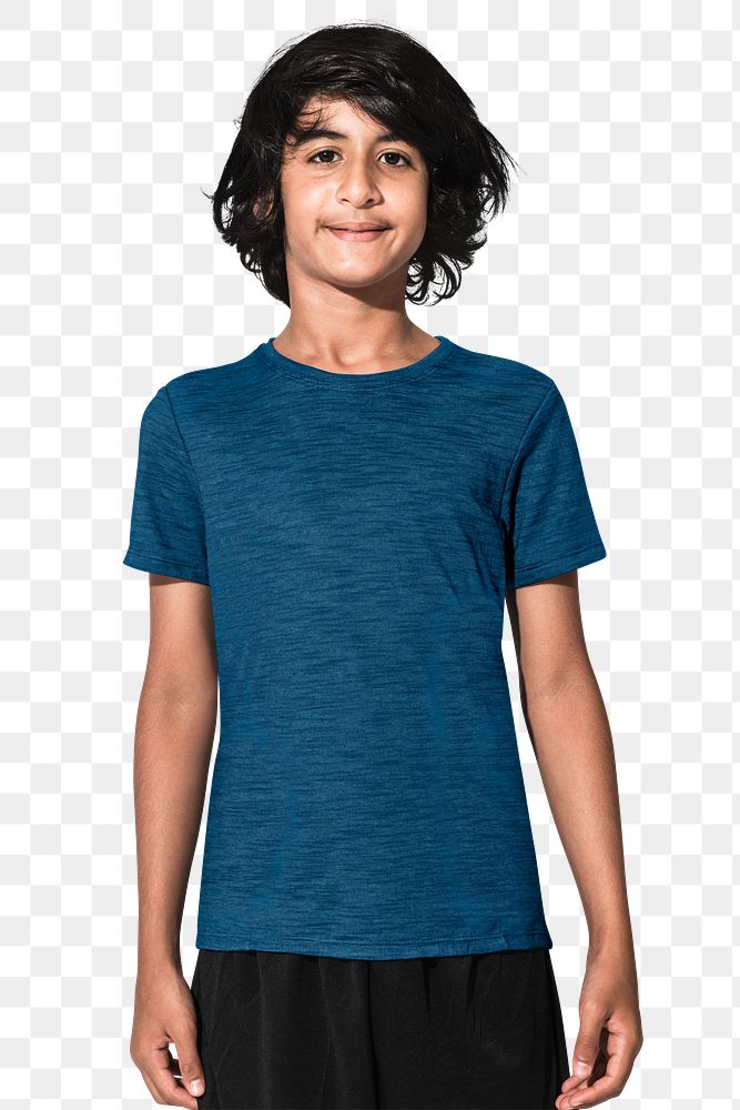 Blue t-shirt png sticker, design space, transparent background