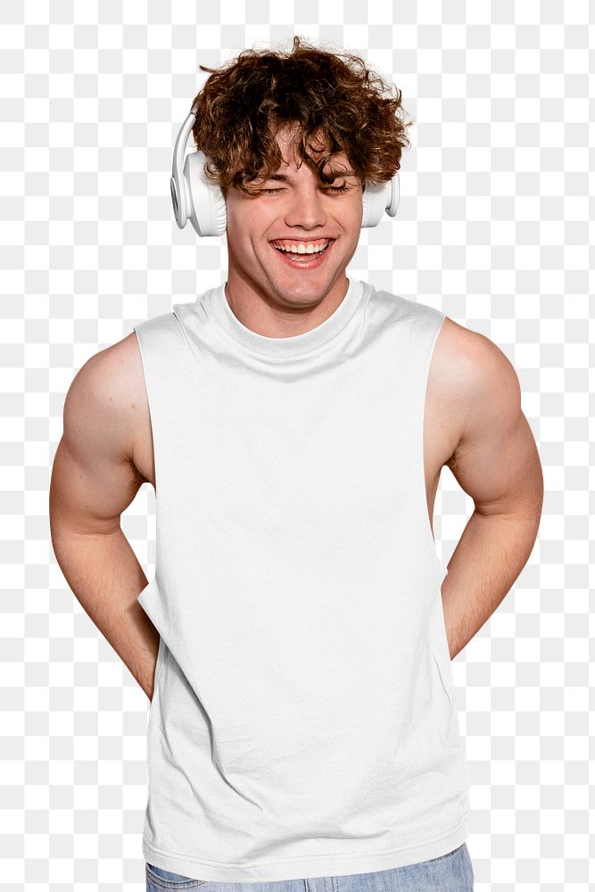 White tank top png sticker, design space, transparent background