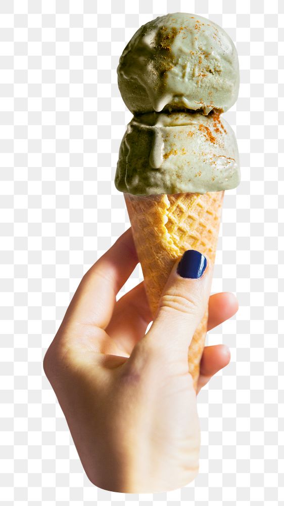 Green tea ice-cream png sticker, transparent background